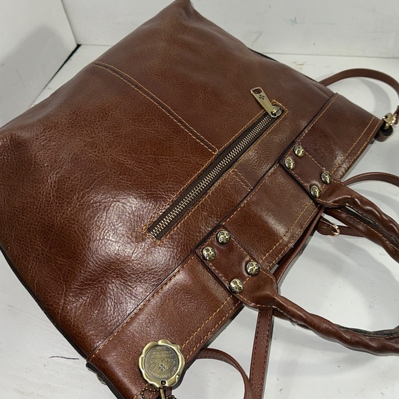 Patricia Nash leather Tan and Brown Shoulder satchel, tote - Picture 5 of 12